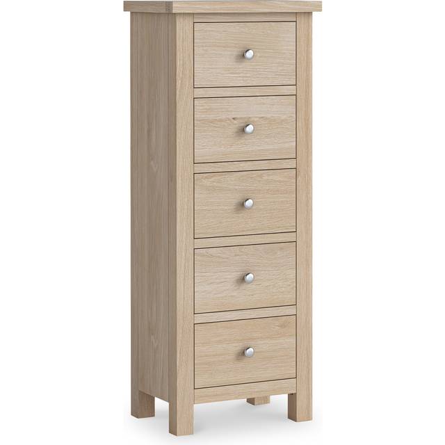Farrow Washed Oak 5 Drawer Tallboy Chest of Drawers | Roseland