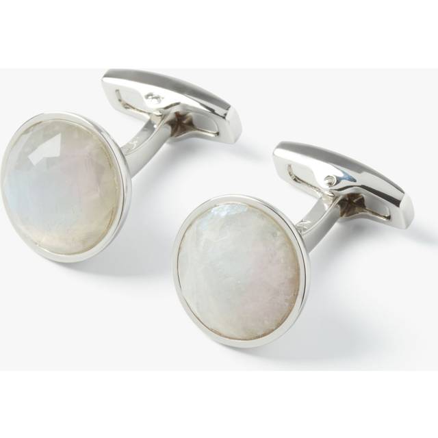 Simon Carter Rondo Rainbow Moonstone Cufflinks, Silver/White