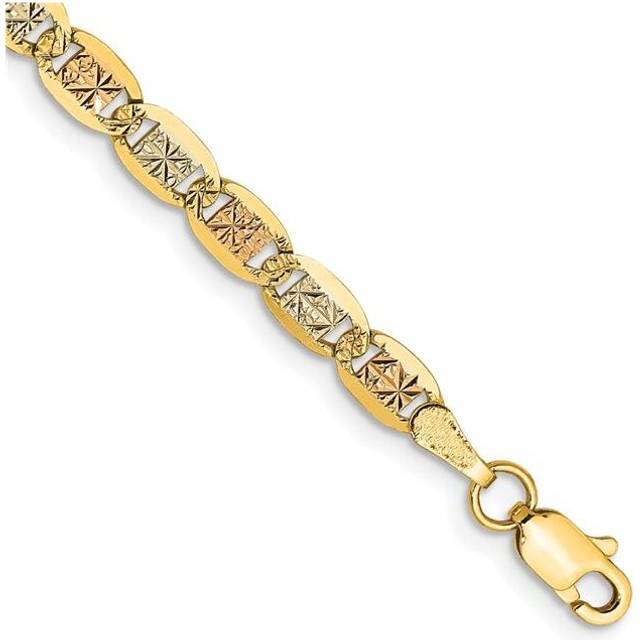 14K Tri-Color 3.8 mm 8 in. Gold Pav Valentino Chain Bracelet