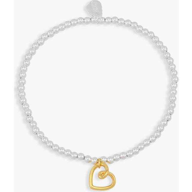 Estella Bartlett With Love Double Beaded Heart Connector Bracelet, Silver