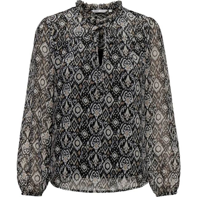 Only Black Ditsy L/S Blouse - XL