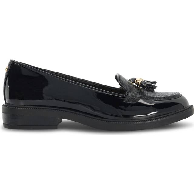 Dune Womens Black Patent Synthetic Grape Textured-vamp Loafers Eur 37 / 4 Uk Women - BLACK PATENT SYNTHETIC