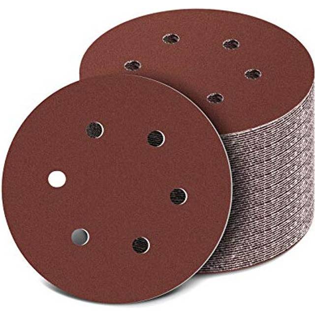 150mm Hook-and-Loop Sandpaper, 60Pcs 6 Inch Sanding Discs Pads 40/80/120/240 Grit, 150mm Circular Sander Pads 6 Hole Sand Sheets for Orbital Sander