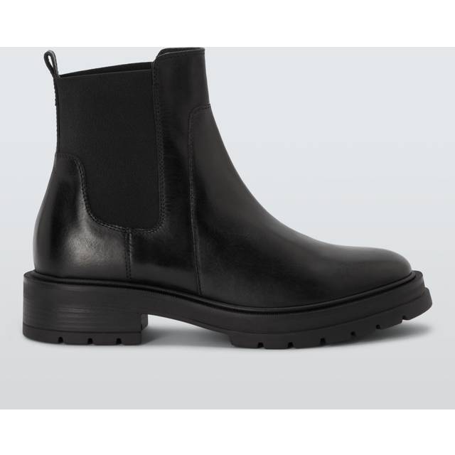 John Lewis Points Leather Chunky Biker Chelsea Boots, Black