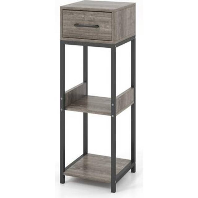 Costway Single Drawer 3 Shelf Grey Indoor Plant Stand - 82 x 36 x 13cm