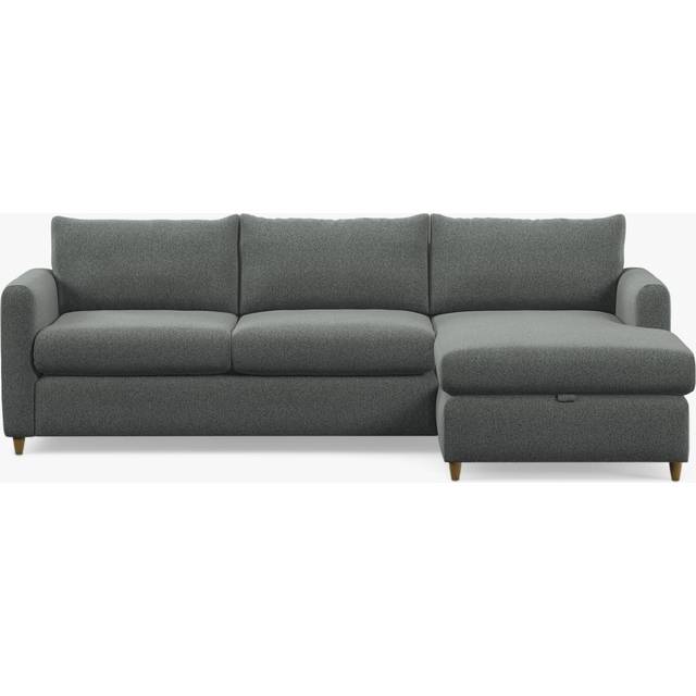 John Lewis Bailey II RHF Chaise End Sofabed, Light Leg, Brushed Tweed Grey