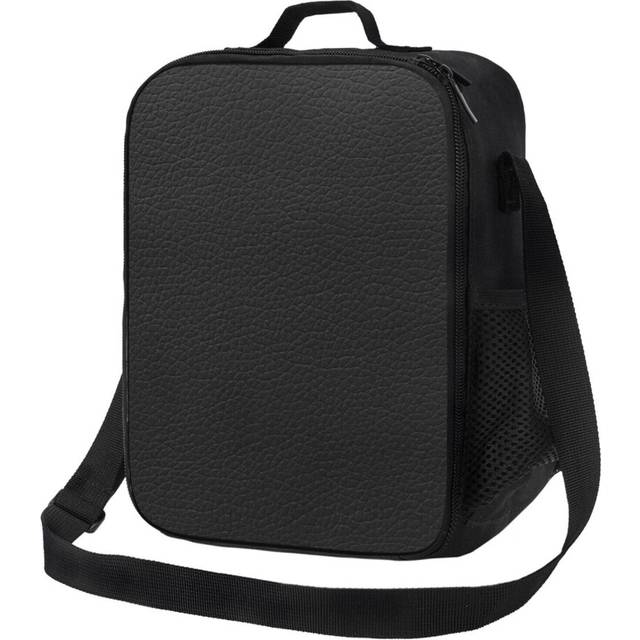 Kids Lunch Bag Black Leather Ethical Cowhide And Skin Insulated Tote Box for Girls Boys Back to School