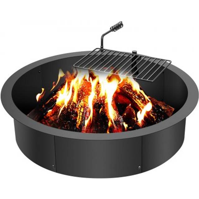 Fire Pit Ring, Fire Pit Insert with Barbecue Fire Ring, 35-In Outer/31-In Inner Diameter, 8.5in Height, Carbon Steel Liner diy Campfire Ring