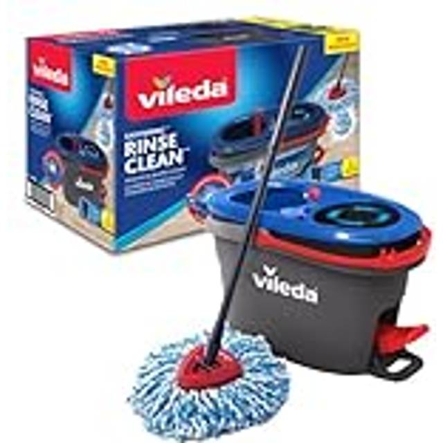 RinseClean Spin Mop System, Separates clean and dirty water, Effortless wringing, Microfibre mop and bucket set