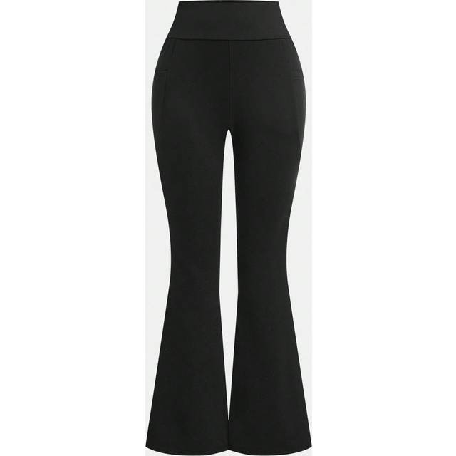 SHEIN Teen Girls High Waisted Stretchy Athletic Yoga Casual Flared Pocket Pants