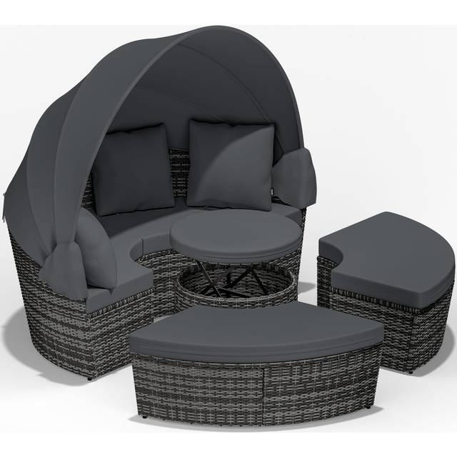 Polyrattan sun island grey Ø185cm