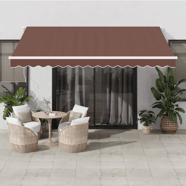 (brown and white, 400 x 350 cm) vidaXL Automatic Retractable Awning Sunshade Garden Canopy Outdoor Awning Shed