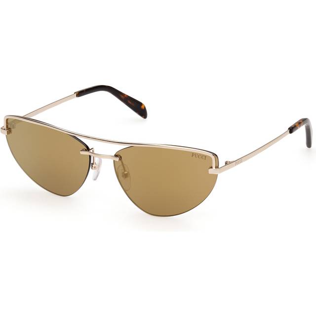 Emilio Pucci Woman EP0226 32G Sunglasses Metal Gold Brown Cat Eye Normal Mirror