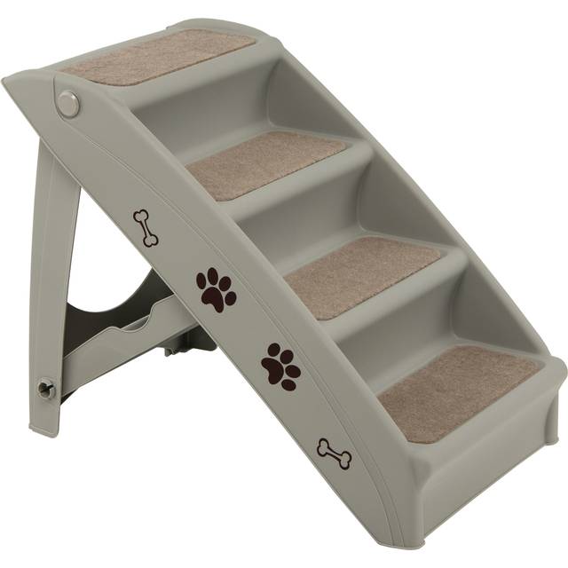 4-Step Pet Stairs with Non-slip Foot Pads-Grey