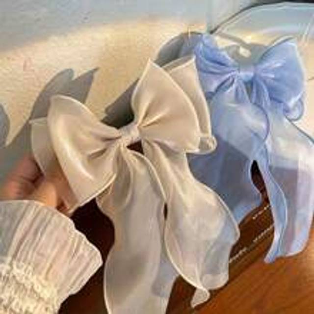 1/2 st Hårbåge Barrette Organza Bowknot Hårklämma Söt hårklämma Enfärgad rosettklämma Hårtillbehör för kvinnor tjejer - Multifärgad (2 st,1 st aprikosfärg,1 st blå)