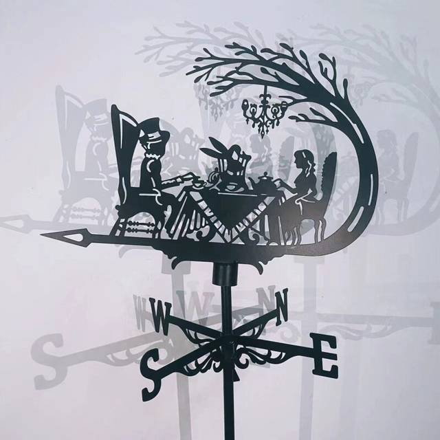 (Dinner) Metal Skull Knight Weather Vane Standing Wind Vanes Cottage Weather Vane Decor Yard Shed Home Fence Post For Garden, Roof, Patio, Lawn, Hallo