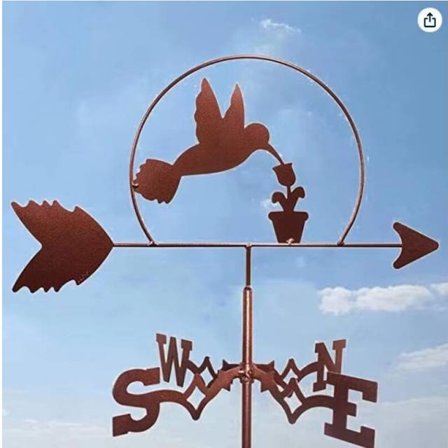 (Hummingbird A) Metal Skull Knight Weather Vane Standing Wind Vanes Cottage Weather Vane Decor Yard Shed Home Fence Post For Garden, Roof, Patio, Lawn