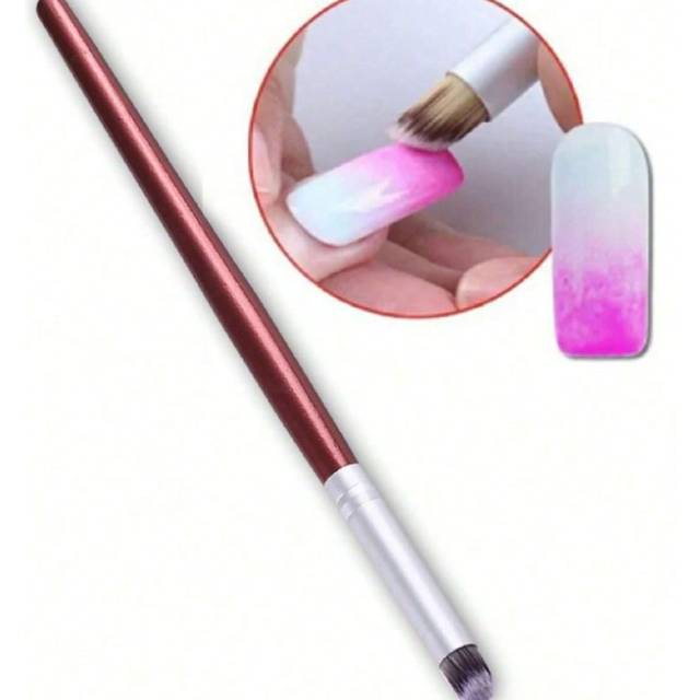 SHEIN Nail Gradient Brush Set Omber Brushes Brown Wooden Handle Nail Drawing Painting Brush Uv Gel Manicure Nail Art Tools