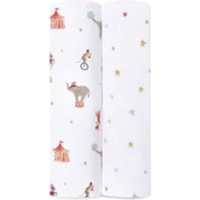 Aden + Anais Pack of 2 Essentials Cotton Muslin Swaddle Blanket - Elephant Circus (23-19-262)