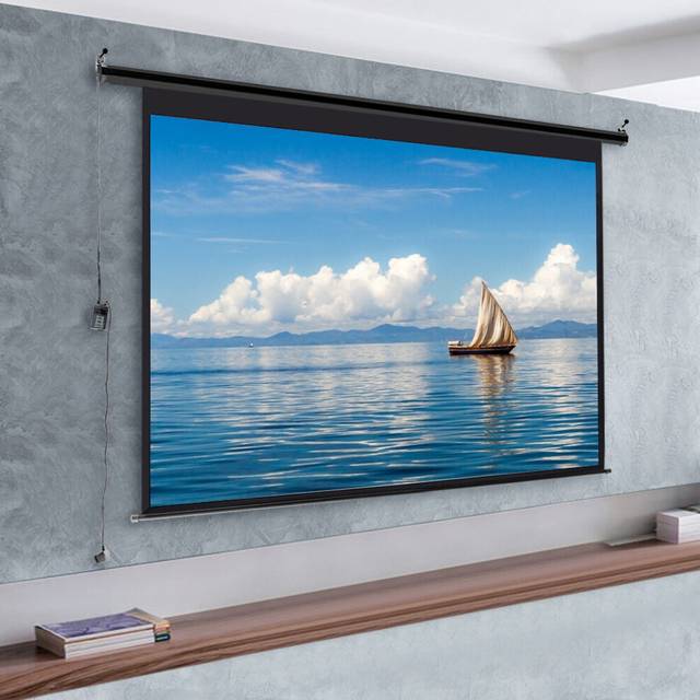 "72"" Electric Pull-Down Projector Screen 4:3 White Matte Home Cinema"