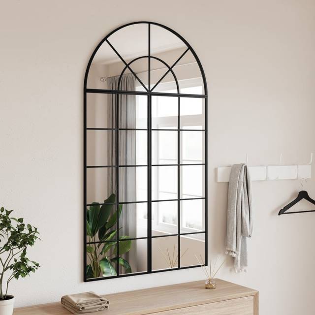 (80 x 140 cm) vidaXL Wall Mirror Hall Bedroom Makeup Mirror Hanging Mirror Black Arch Iron