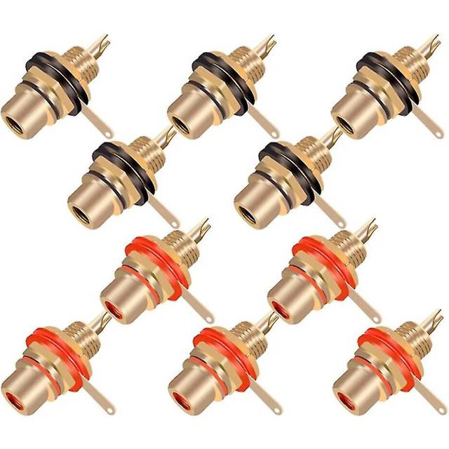 10Pcs/Lot RCA Connector Gold Plated Female Jack Socket Solder Wire Connector RCA Panel Mount Chassis