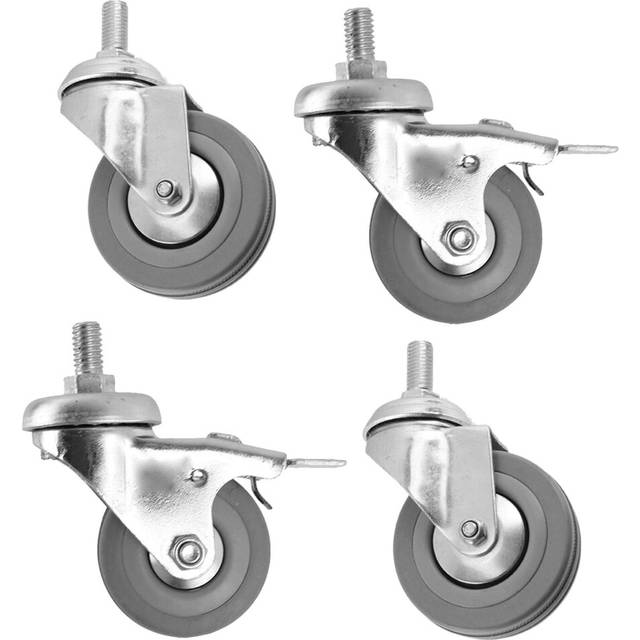 Castor Wheel Trolley 50mm M10 Threaded Swivel Braked 4 x Caster Wheels + Nuts