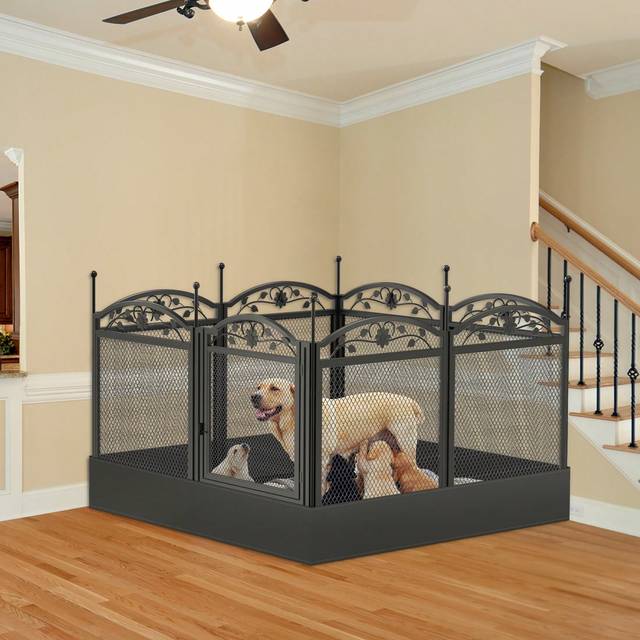 BingoPaw Dog Whelping Pen With Waterproof Fertility Mat, Large Heavy Duty Metal Pet Playpen Cage, Puppy Play Exercise Fence