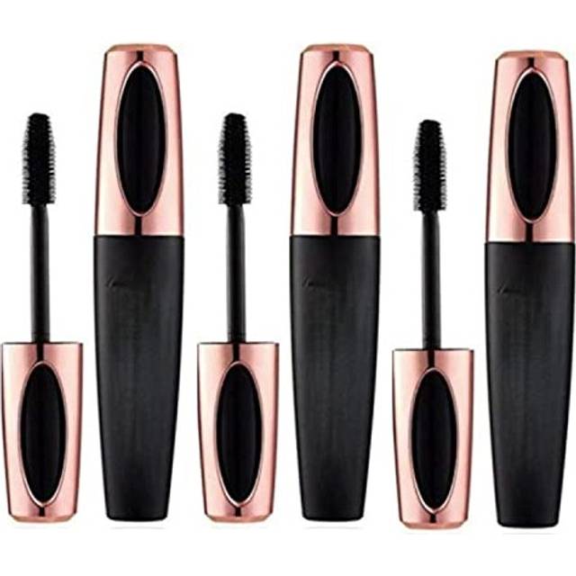 4D Mascara x3 GLAMZA Long Lash Silk Fibre Mascara for Longer, Thicker Lashes - Waterproof & Smudge Proof (Black)