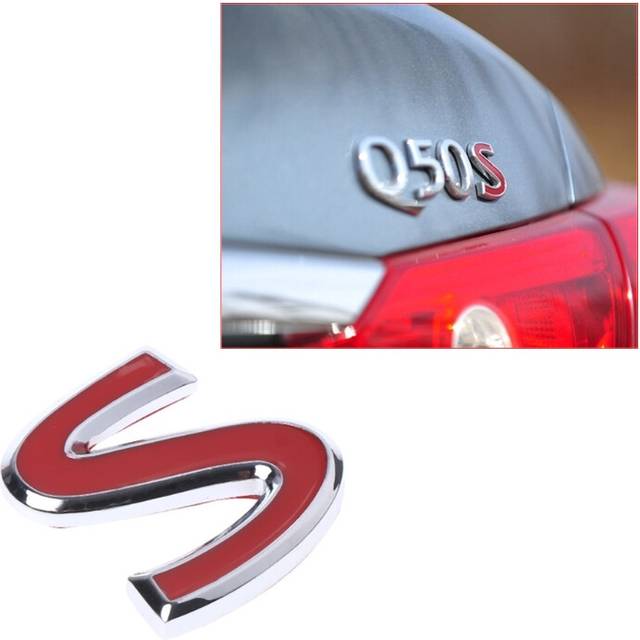 Red S Emblem Badge Car Styling Metal Sticker Refitting Rear Trunk Fender