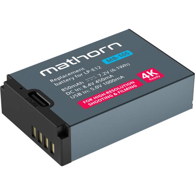 Mathorn MB-105 USB-C Rechargeable Camera Battery (Canon LP-E12)