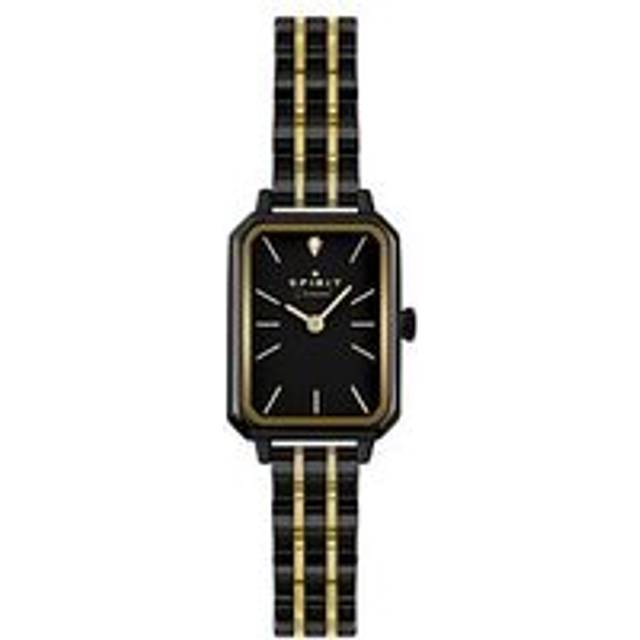 Spirit Ladies Polished Black Rectangle Bracelet Watch, Black, Women