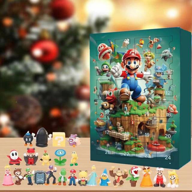 (Green) Mario Bros Christmas Advent Calendar 24 Days Xmas Countdown Gifts