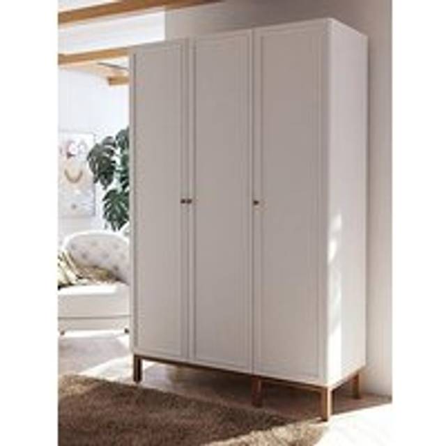 Wensley 3 Door Wardrobe In Light Grey And Oak, Grey