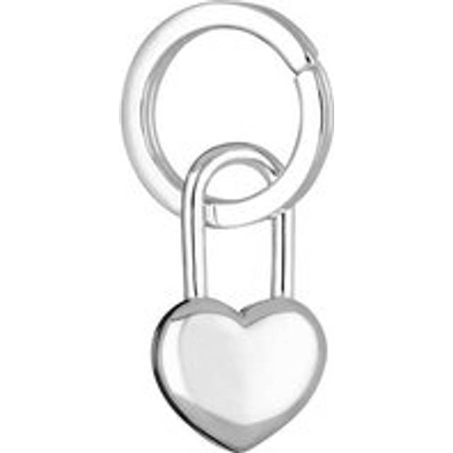Sterling Silver Chunky Heart Padlock Style Keyring