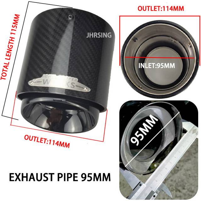 (black) NEW Carbon Fiber Mini Exhaust Tip Muffler Tips Fit for 2022 2.0T JOHN COOPER WORKS exhaust pipe 95mm mini JCW black/silver