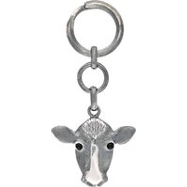 Sterling Silver Whitby Jet Cow Keyring