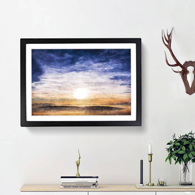 Mount Subasio in Italy - Picture Frame Painting Print - Black Framed (24cm H x 33cm W x 2cm D)