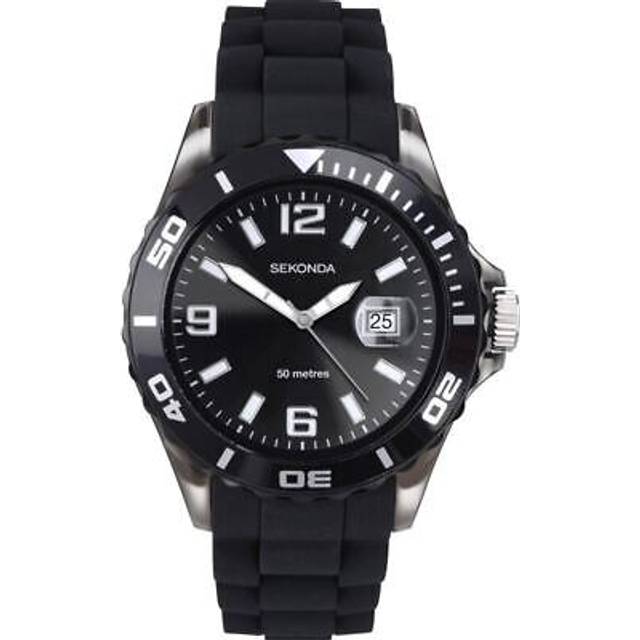 Sekonda 3361 gents silicon watch magnified date 50m water resistant