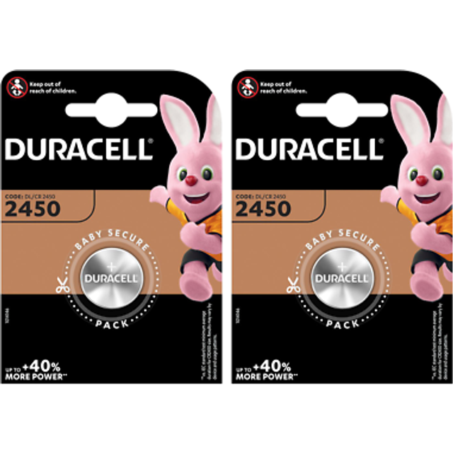 Duracell dl2450 cr2450 2450 3v lithium coin cell batteries x 2 long expiry