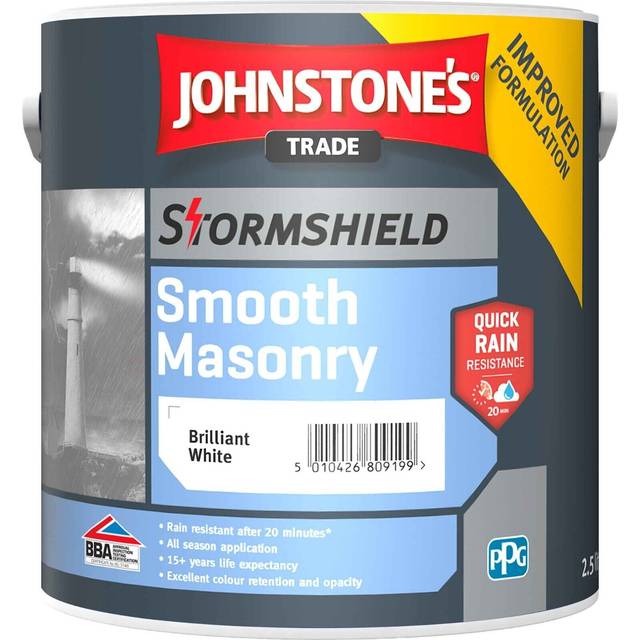 Johnstone's trade stormshield smooth masonry brilliant white 2.5 l paint