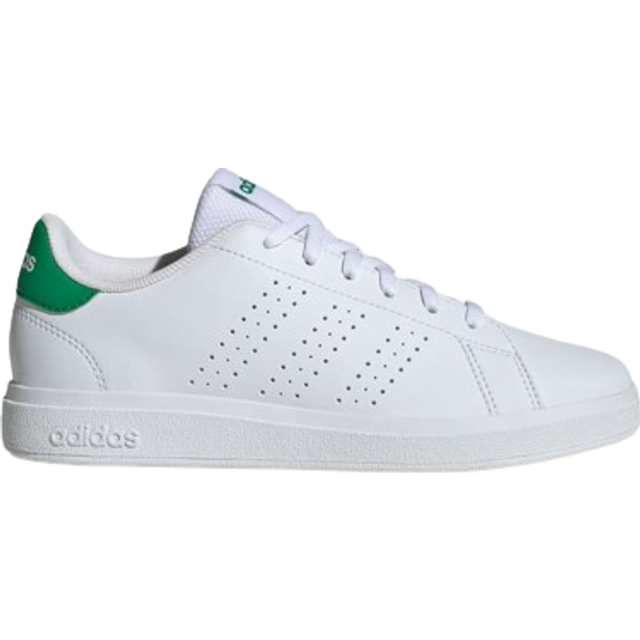 adidas Advantage Base 2.0 unisex träningsskor för barn, Vit vit grön, 7 Big Kid
