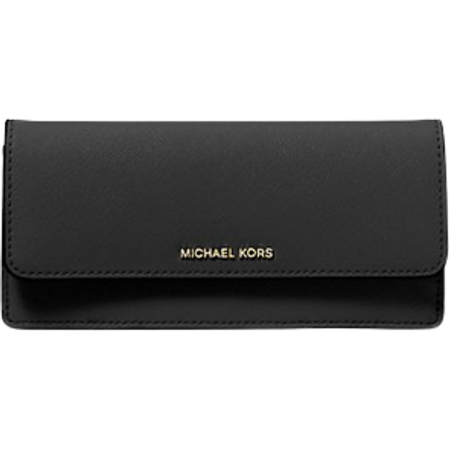 MK Jet Set Large Saffiano Leather Snap-Front Wallet - Black - Michael Kors - ONE SIZE