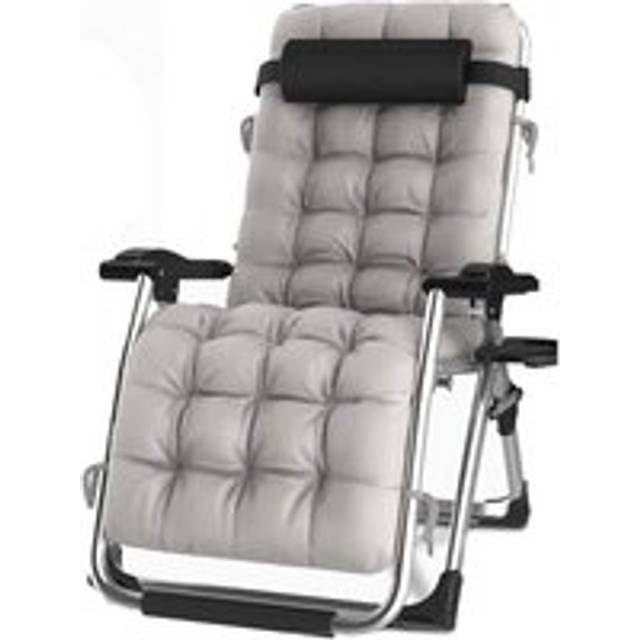 Luxury Gravity Garden Sun Lounger / Relaxer Chair with Cushion - Grey - One Size