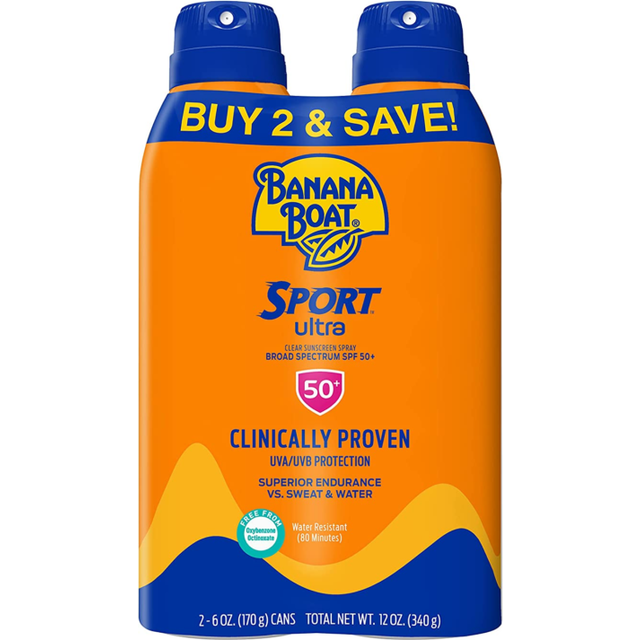 Sport Ultra SPF 50 Sunscreen Spray | Banana Boat, SPF 50, Spray On Sunscreen, Water Resistant Sunscreen, Oxybenzone Free Sunscreen Pack SPF 50, 6oz