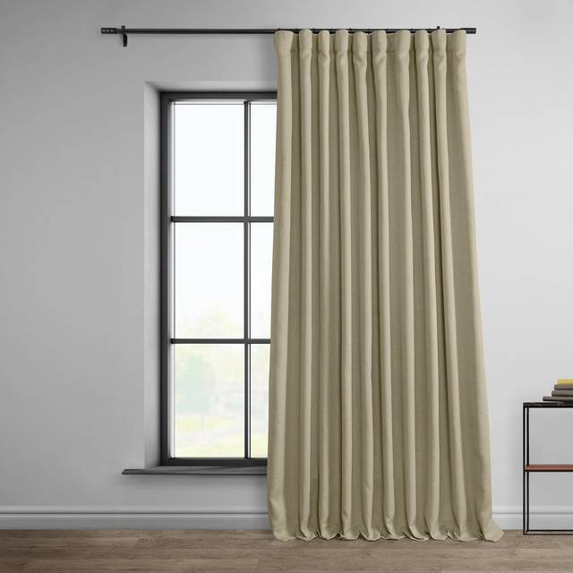 HPD Half Price Drapes Faux Linen Textured Room Darkening Curtains for Bedroom 84 Inches Long 1 Panel  100W X 84L Extra Wide Cu