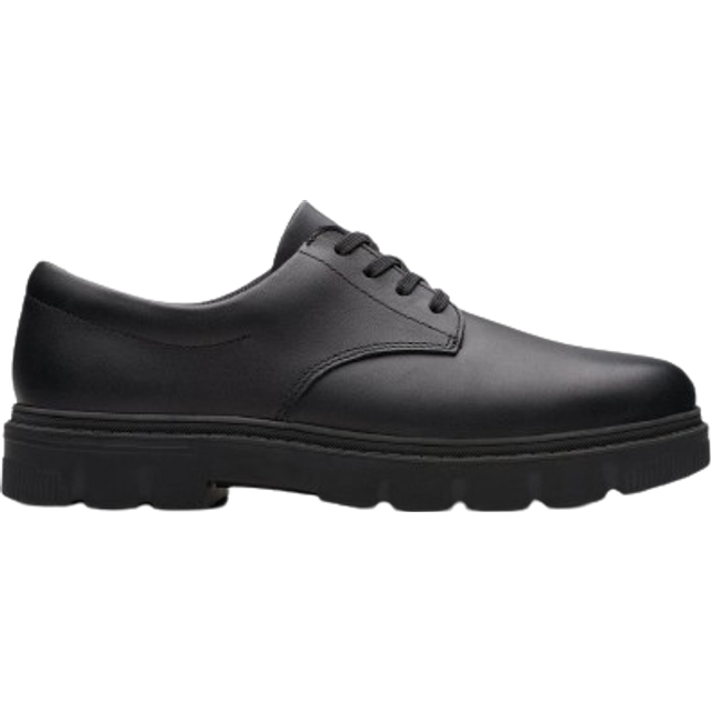 Clarks Youth Lorcam Loop Lace Leather School Shoe, Black, Size 5.5 Older