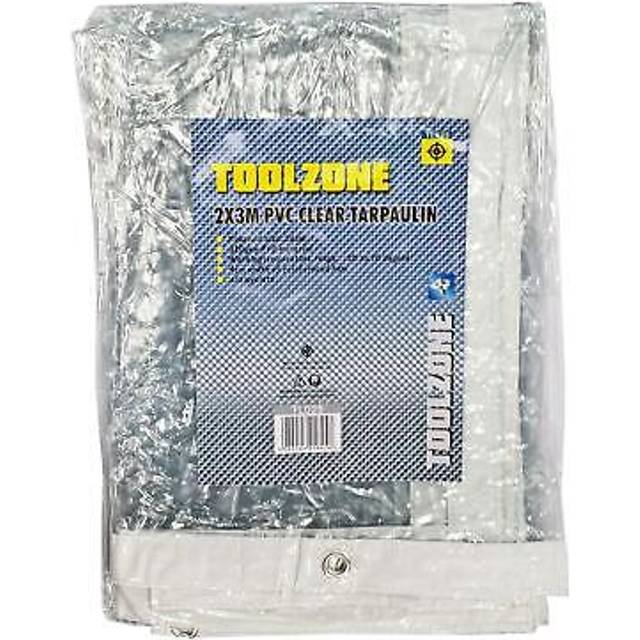 2 x 3m Clear Toolzone Pvc Tarpaulin - 2m Ground Sheet Camping Cover Waterproof -  clear tarpaulin pvc 2m x 3m ground sheet camping cover waterproof