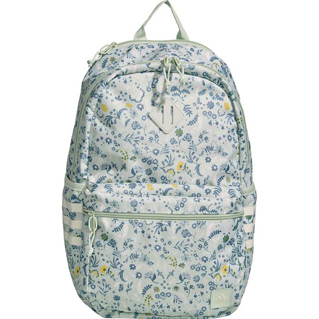 adidas Classic 3-Stripe Durable Backpack Student Athletic Sport Laptop Book Bag  Woodland Floral Linen Green/Linen Green/5.0  One Size