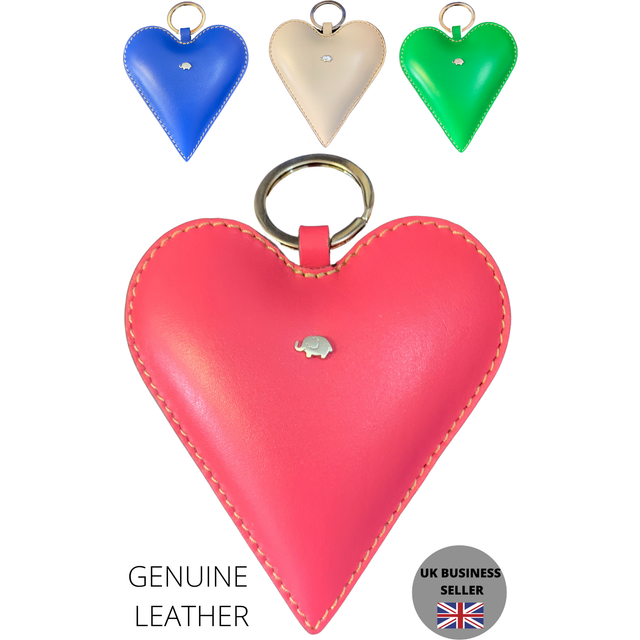 (Grey) Premium Leather LARGE Elephant Keyring - Savanna Elephants